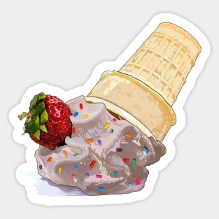 Melted ice-cream (chocolate, strawberry & sprinkles) Sticker